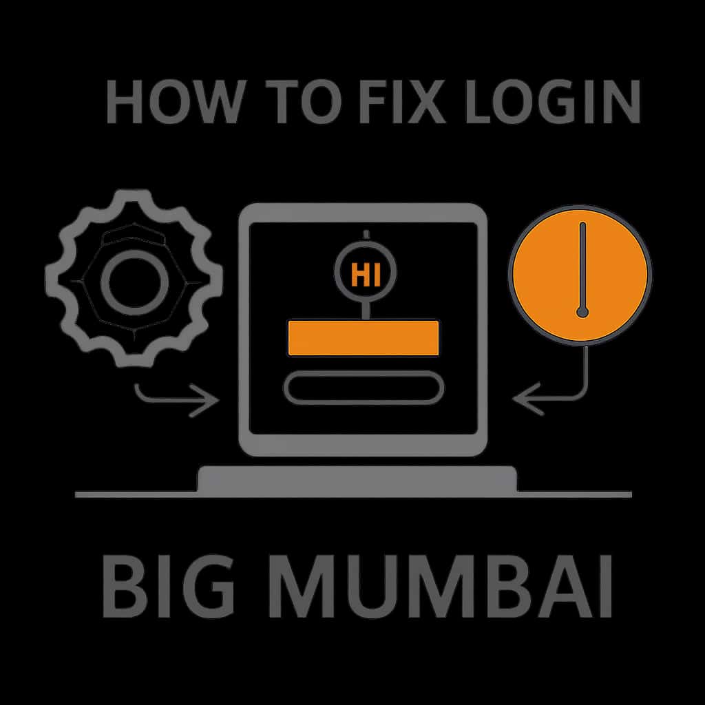 Illustration detailing troubleshooting steps for Big Mumbai login.