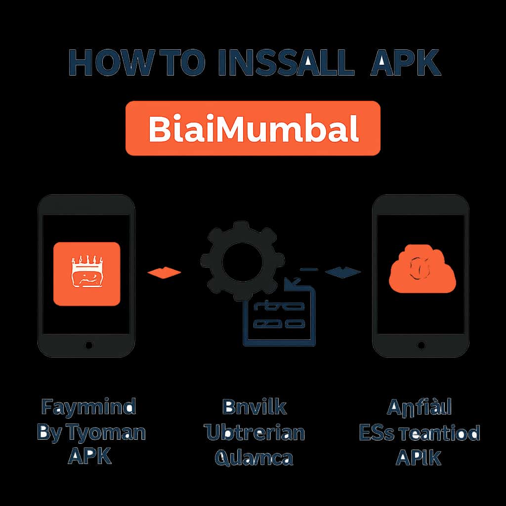 Illustration showing step-by-step installation of Big Mumbai APK.