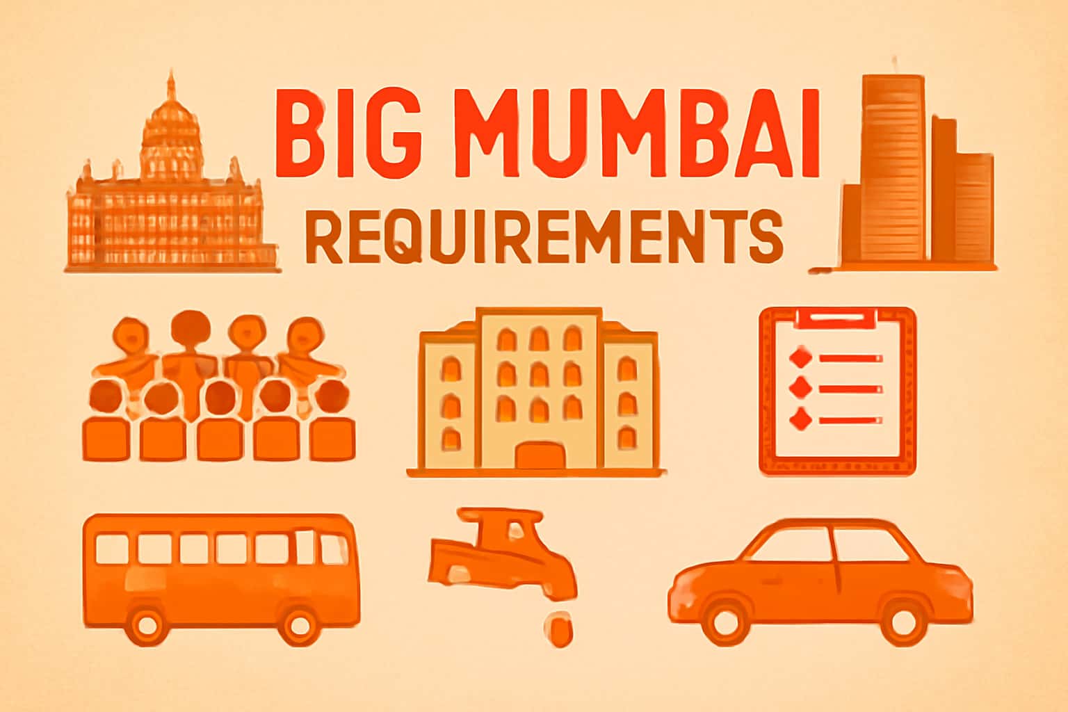 A visual representation of the requirements for the Big Mumbai app.